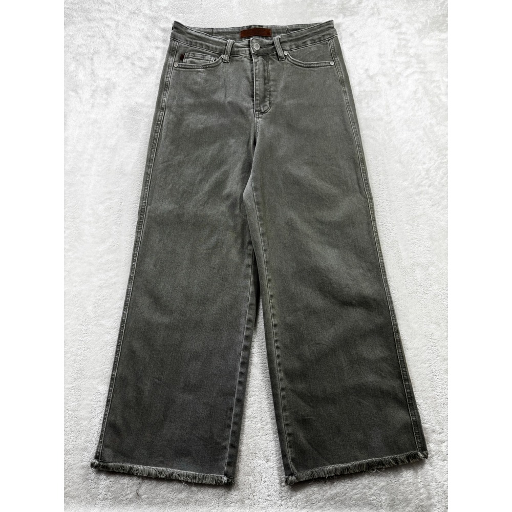 Judy Blue Womens JB88734 Garment Dyed Wide Leg Grey Green Jeans 7/28 Meas: 28x24